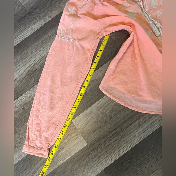 Ann Taylor The Loft Salmon Peasant Embroidered Tie Front Blouse SZ Small - Picture 9 of 11